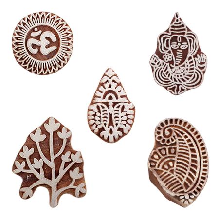 Set of 5 Piece New Mix Wooden Printing Blocks